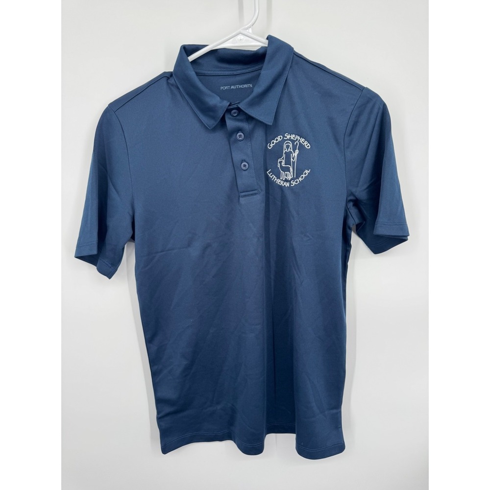 NWT Port Authority Good Shepherd Lutheran School Polo Shirt Youth Large Blue‎